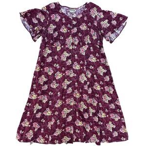 VINTAGE More Jazz Plus Size 24 Button Down Floral Midi BOHO Cottagecore Dress